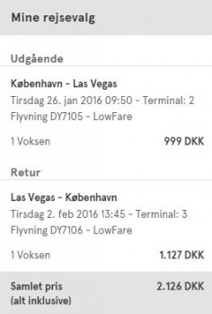 Billigt til Las Vegas fra København med Norwegian i februar 2016