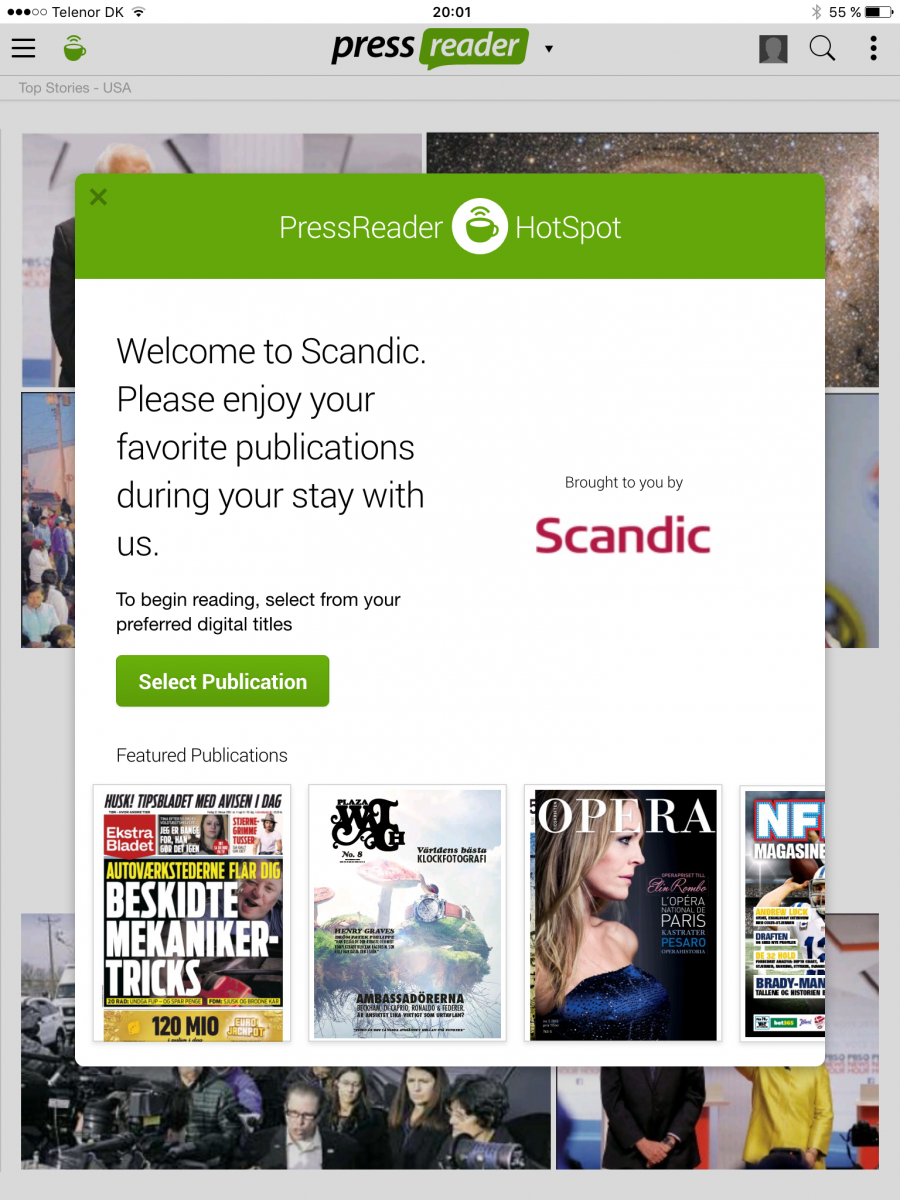 Scandic og PressReader byder velkommen og du har nu adgang til over 5000 aviser og publikationer.