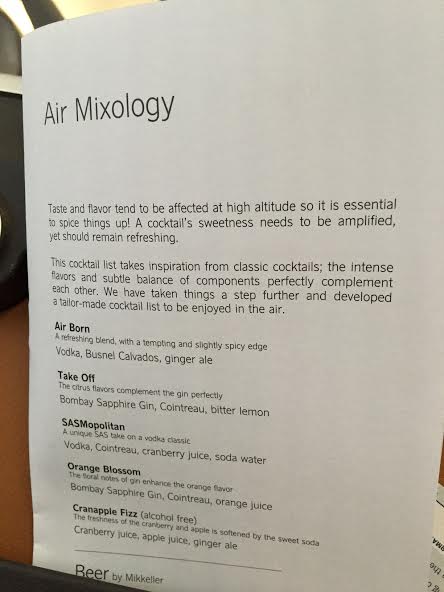 SAS kalder deres egenudviklede serie af cocktails for "Air Mixology"