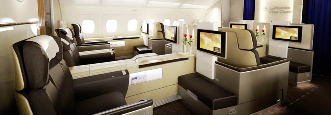 Lufthansa First Class kabine.