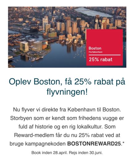 InsideFlyer DK - Norwegian - 25 procent i rabat til Boston