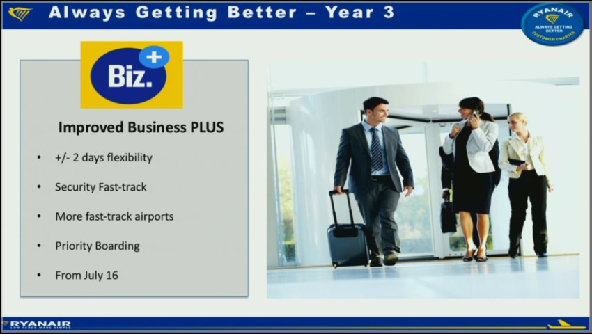 "Business Plus" produktet kommer fra juli 2016 ikke længere til at inkludere bagage. Derimod vil billetten blive mere fleksibel og der vil blive tilbudt fast track i flere lufthavne.