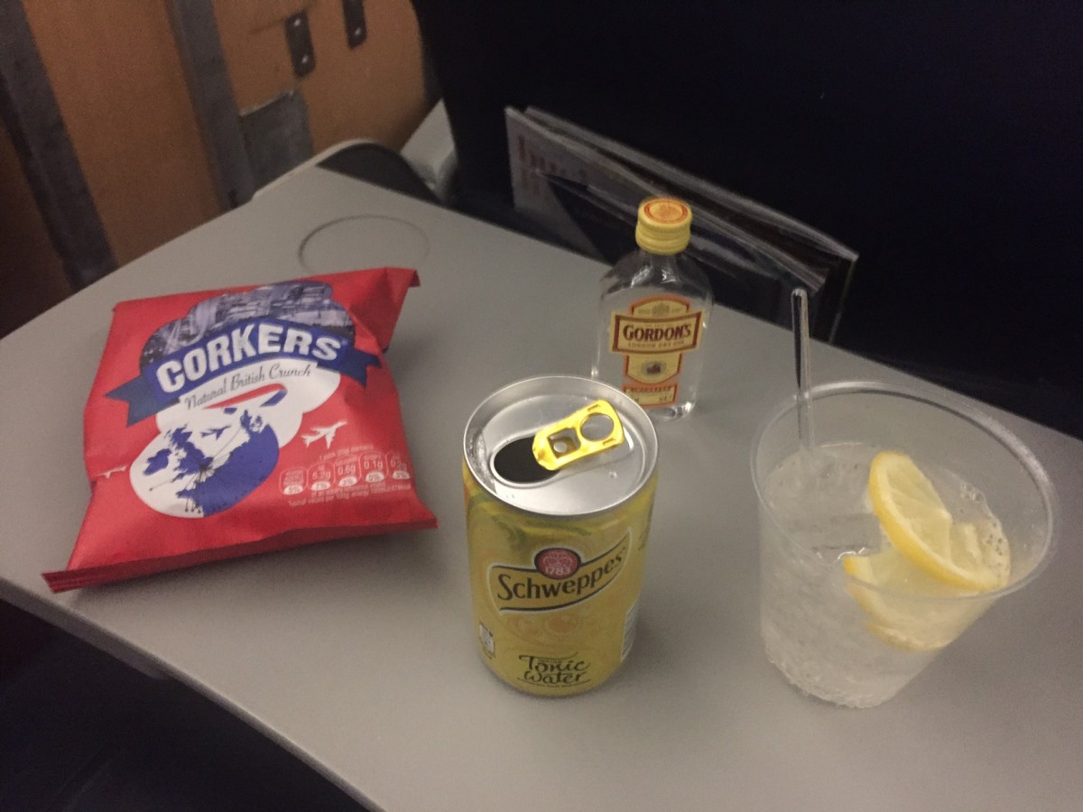 En gin og tonic på turen tilbage mod London.