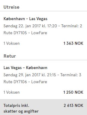 Bedste pris på en returrejse til Las Vegas direkte fra København med Norwegian.