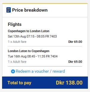 InsideFlyer DK - Ryanair - Pris til London for en returbillet for 138 kroner i august måned