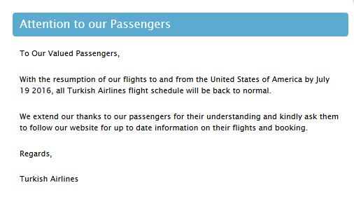 InsideFlyer DK - Turkish Airlines - Message to US Customers
