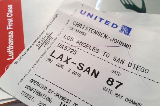 Boardinpass fra LAX til SAN. Oprindelig havde jeg et med Lufthansa, men det blev skiftet ud i Uniteds terminal. 