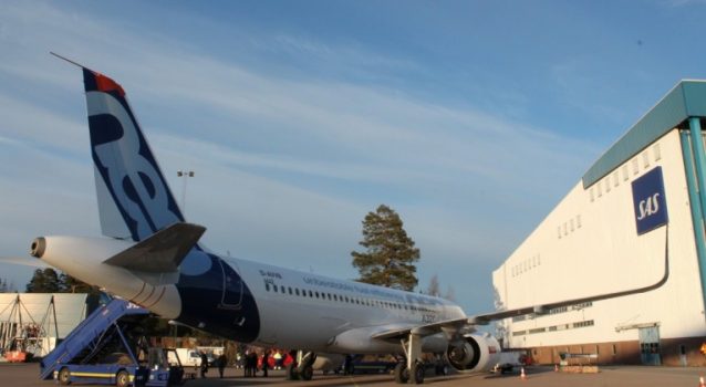 A320neo da den besøgte SAS for første gang i Stockholm.