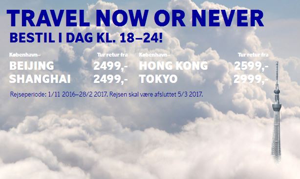 Denne torsdags SAS Now or Never Destinationer.