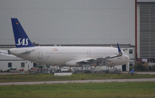 Billedet er taget af XFW-Spotter på fabrikken i Hamburg af den næste SAS Airbus A320neo.