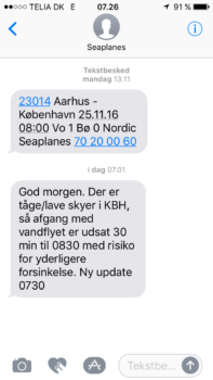 Nordic Seaplanes SMS service 
