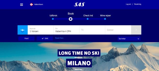 SAS har i dag den 30. november 2016 lanceret en ny hjemmeside med meget mere fokus på det at bestille billetter.