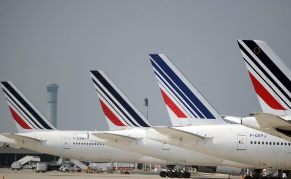 Air France planes are parked on the tarmac of Charles de Gaulle airport on September 24, 2014 in Roissy, north of Paris, on the 10th day of Air France's pilots strike against the company's plan to develop its low-cost subsidiary. AFP PHOTO / STEPHANE DE SAKUTIN (Photo credit should read STEPHANE DE SAKUTIN/AFP/Getty Images)