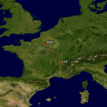 Flyvetid på 1 time og 5 minutter mellem CDG og Lyon