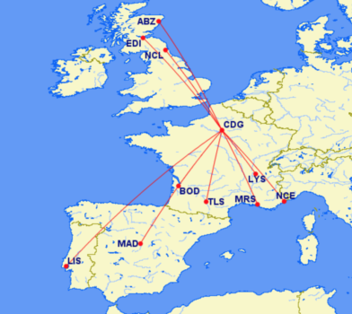 Singapore Airlines codeshare ruter fra Paris