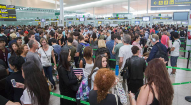 Kaos ved security i lufthavnen ved Barcelona
