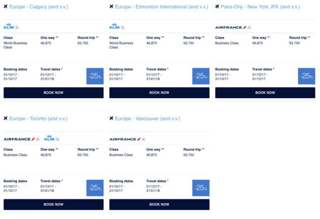 Flying Blue Promo Awards - Oktober 2017 - Nordamerika