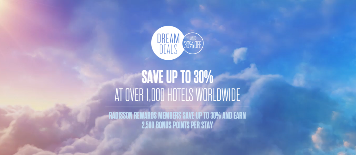 Dream Deals. Op til 30 rabat hos Radisson Hotel Group InsideFlyer DK