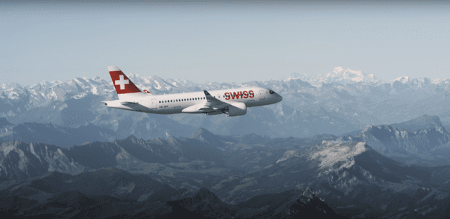 Swiss Plane in Flight